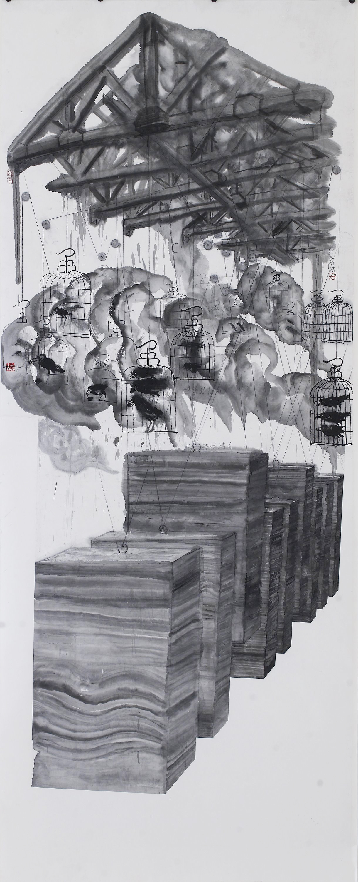 《失败者系列》 SNJYRB No.078#《乌合之众：或重于泰山，或轻于鸿毛》365x146cm